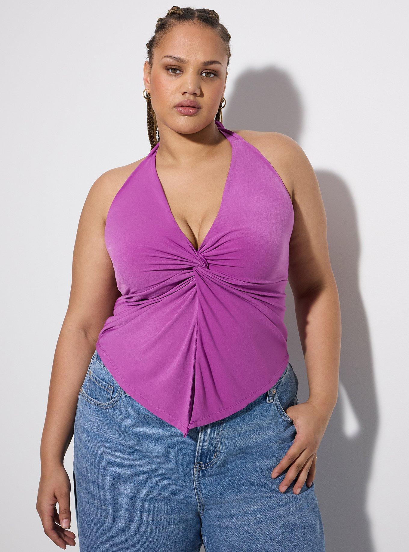 LoveSick Twist Front Flyaway Halter Top, WILLOWHERB, hi-res