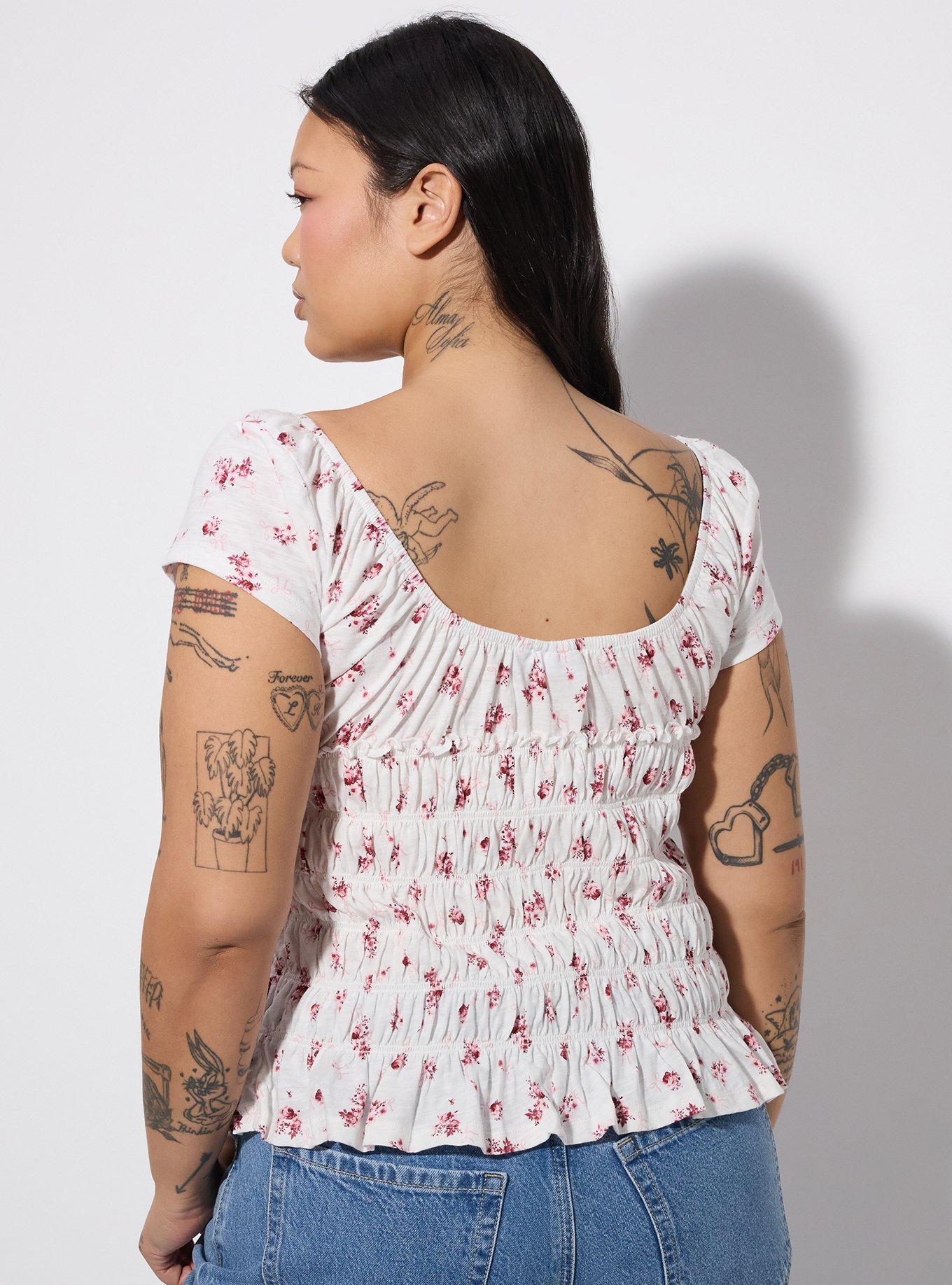 LoveSick Cap Sleeve Smocked Top, HELENA FLORAL PINK, alternate