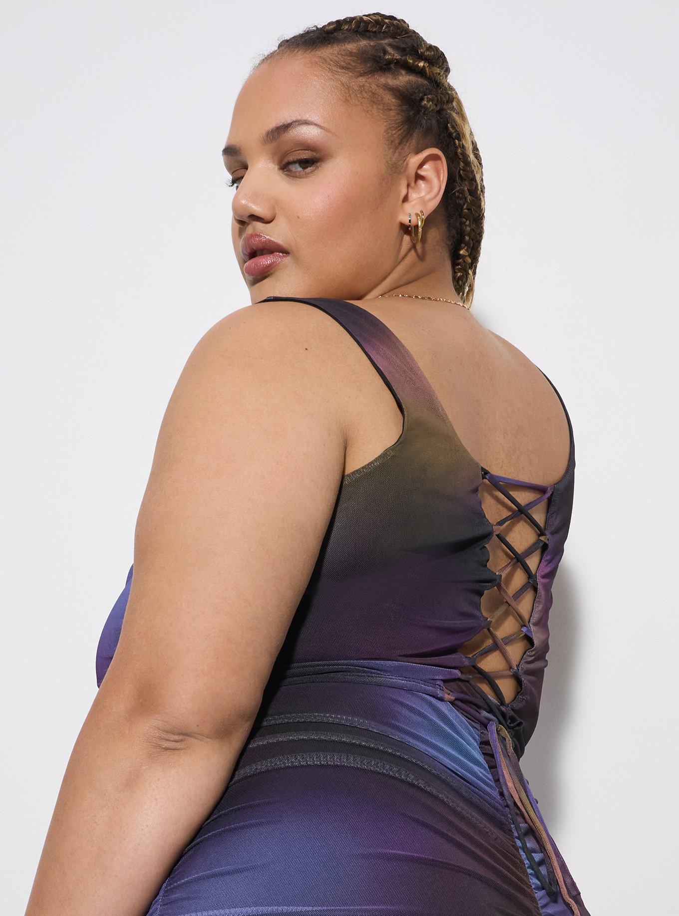 LoveSick Ruched Lace-Up Back Top, ORBITAL BLUR MULTI, alternate