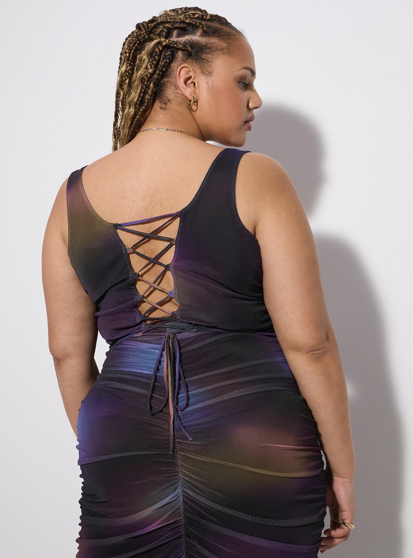 LoveSick Ruched Lace-Up Back Top, ORBITAL BLUR MULTI, alternate