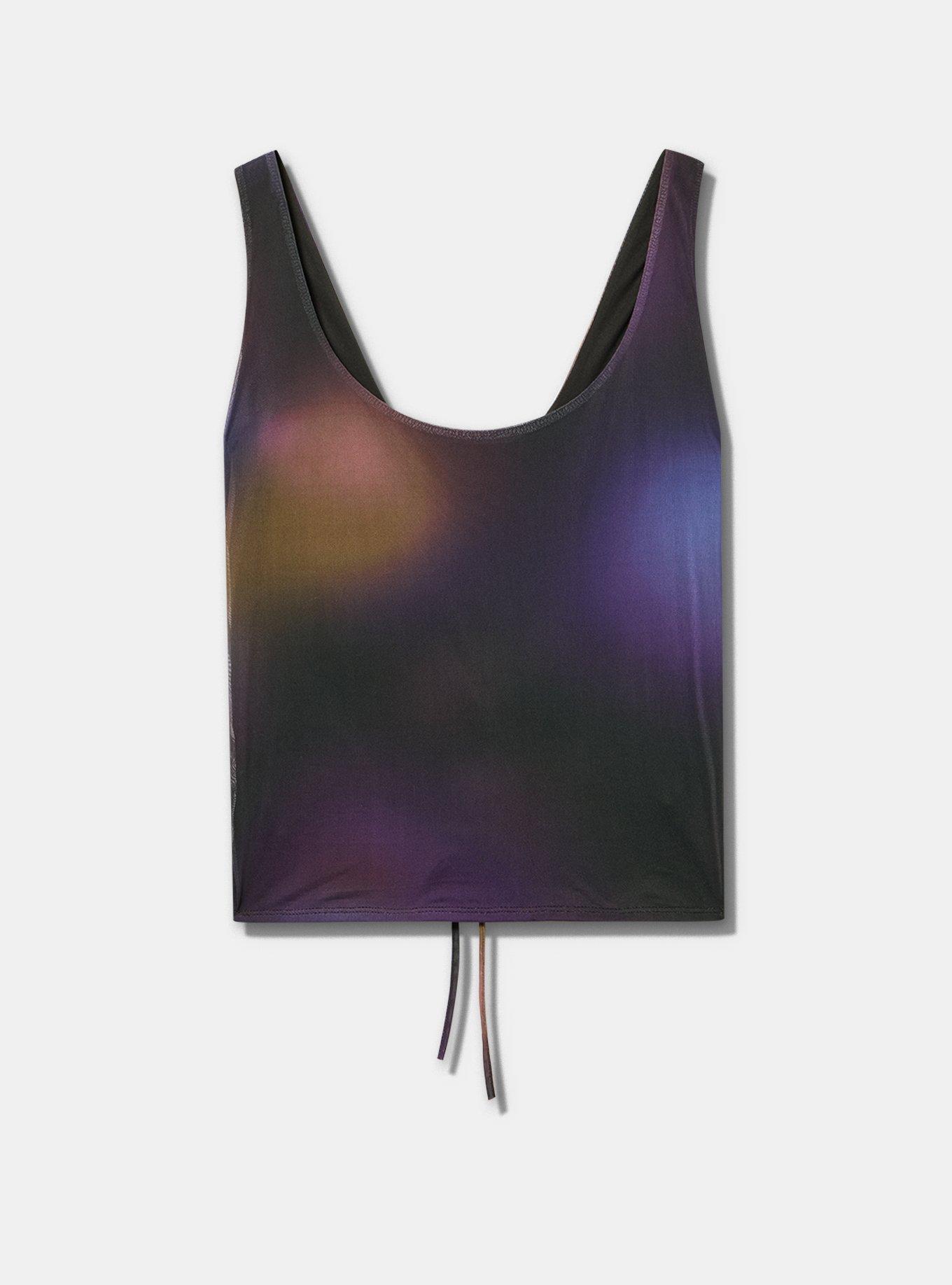 LoveSick Ruched Lace-Up Back Top, ORBITAL BLUR MULTI, flat