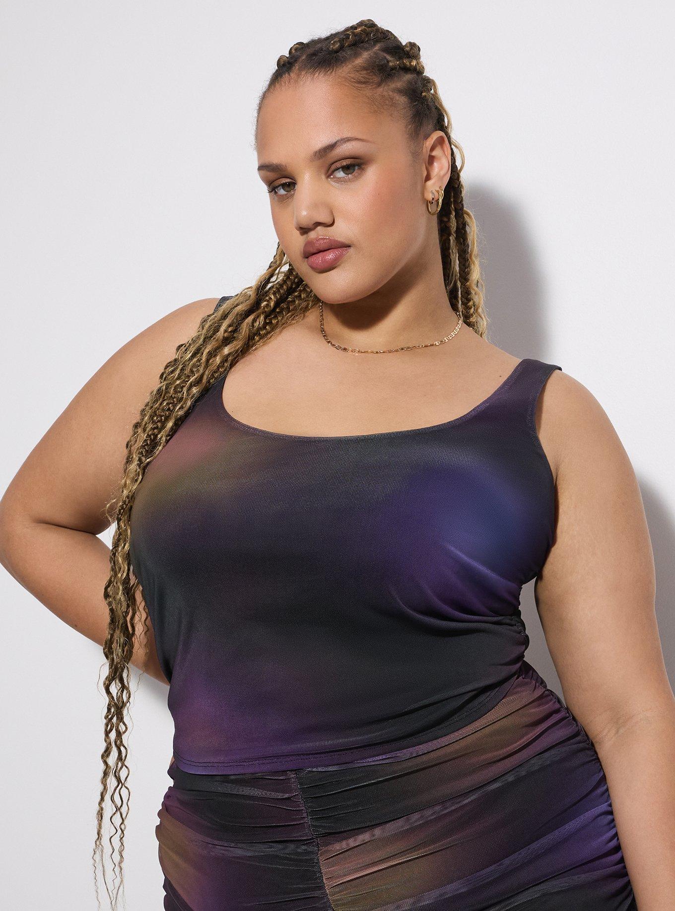 LoveSick Ruched Lace-Up Back Top, ORBITAL BLUR MULTI, hi-res