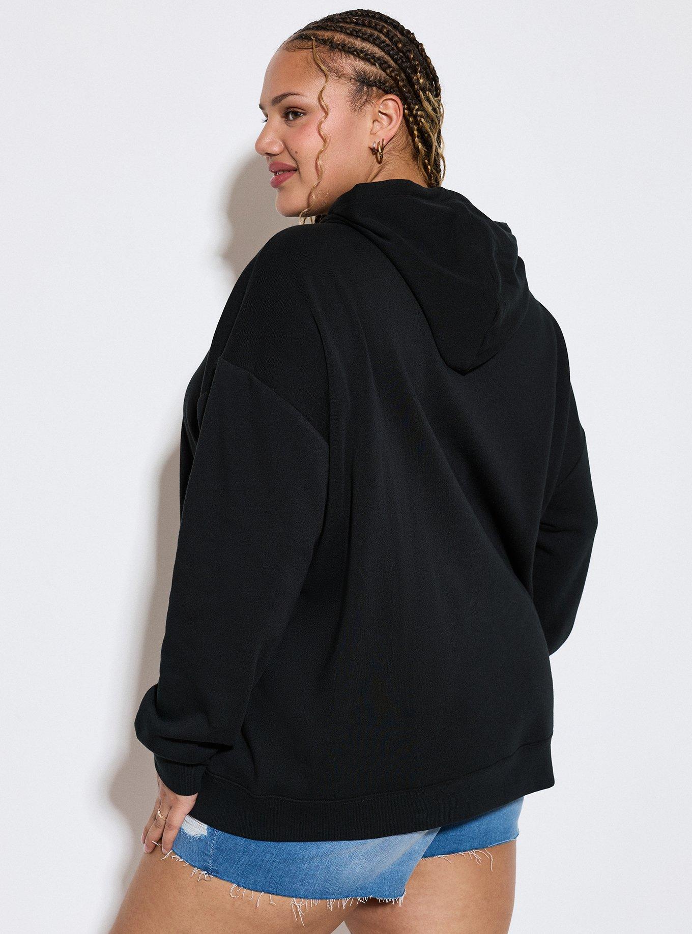 LoveSick Oversized Split Hem Hoodie, DEEP BLACK, alternate