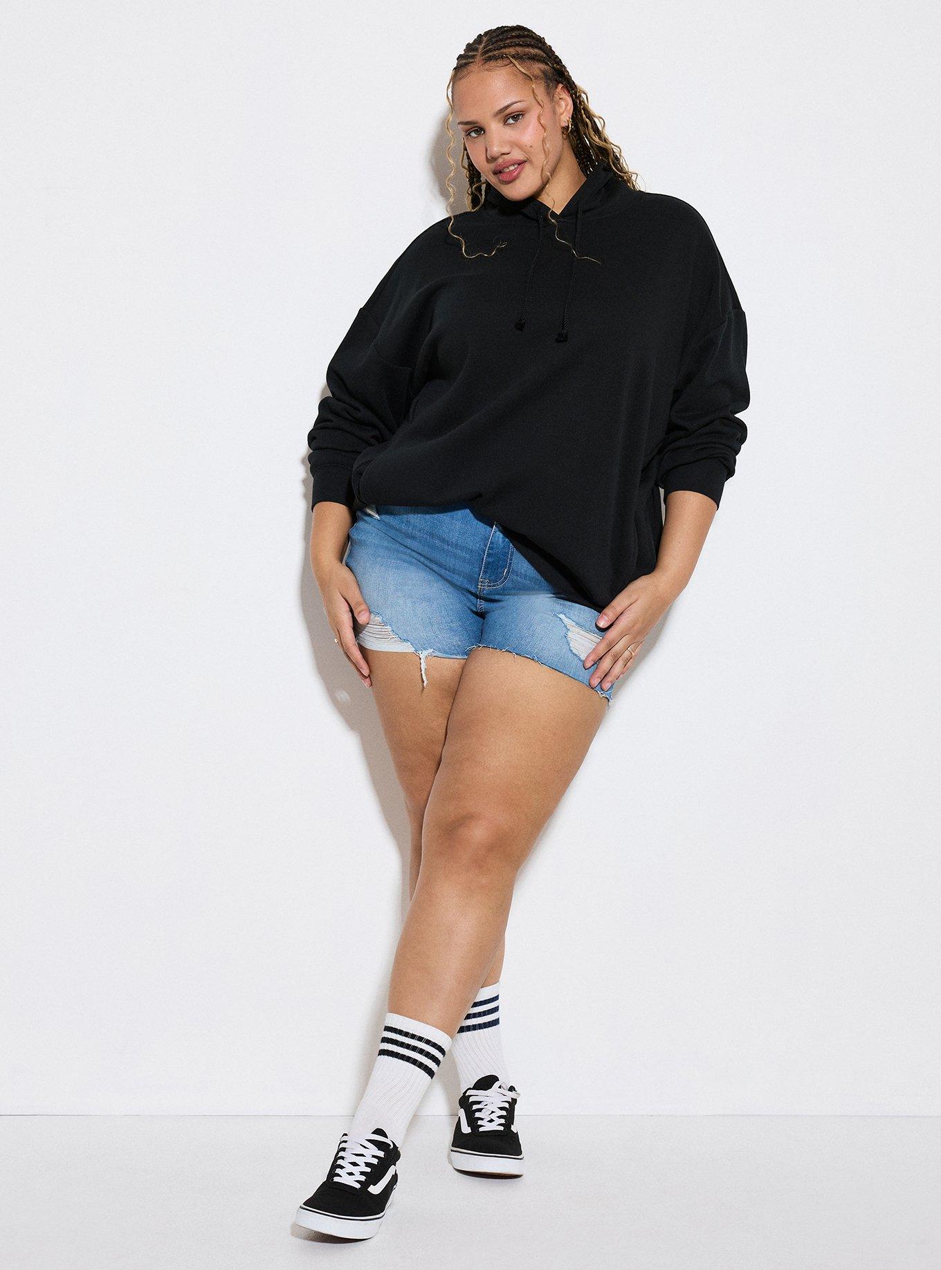 LoveSick Oversized Split Hem Hoodie, DEEP BLACK, alternate