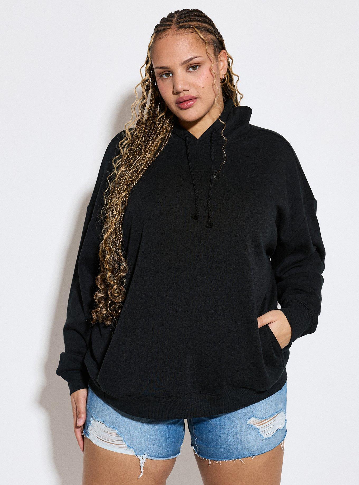 LoveSick Oversized Split Hem Hoodie, DEEP BLACK, hi-res