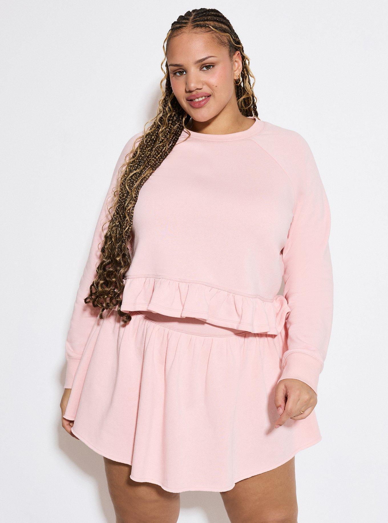 LOVESICK RUFFLE HEM CROP PULLOVER, SILVER PINK, hi-res