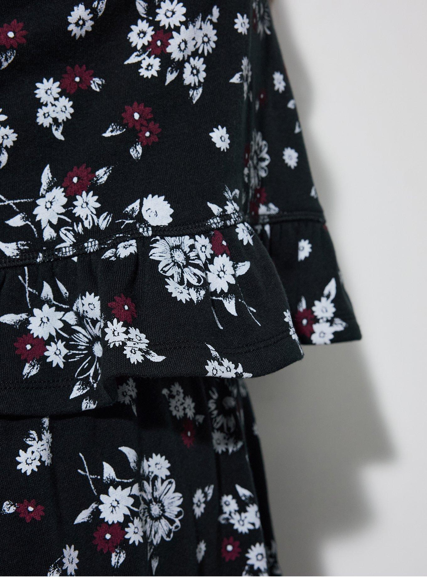 LoveSick Ruffle Hem Crop Pullover, NETTIE FLORAL BLACK, alternate