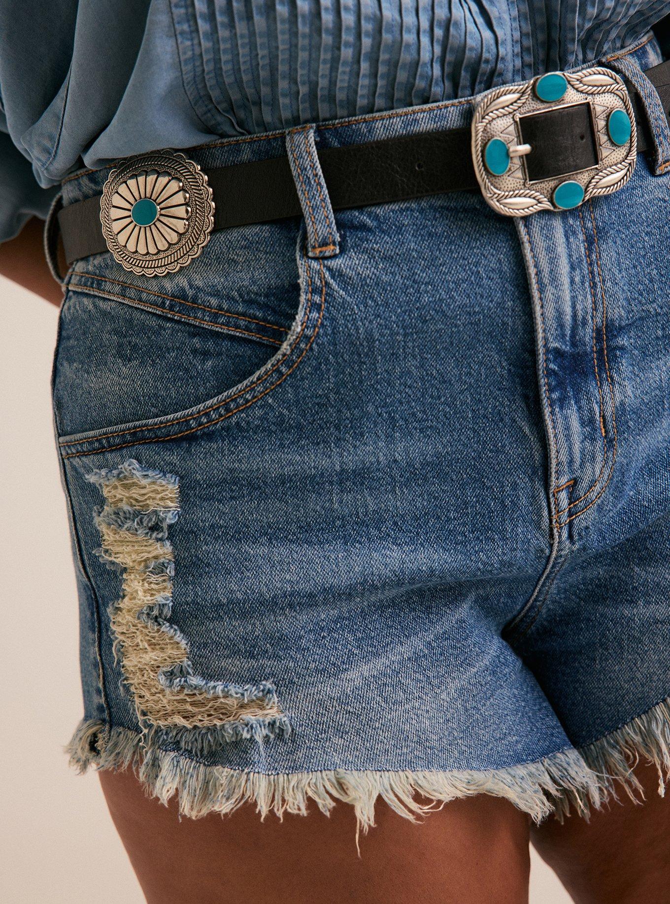 Western Turquoise Denim Belt, BLACK, alternate