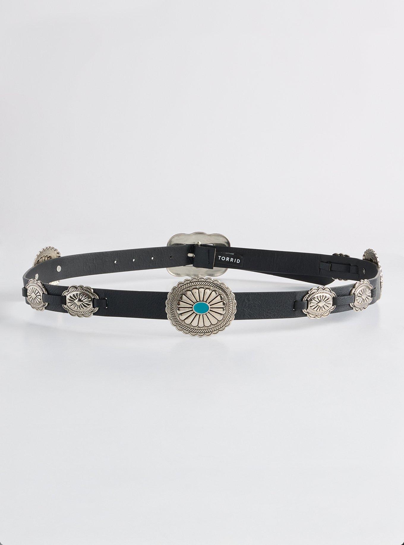 Western Turquoise Denim Belt, BLACK, alternate