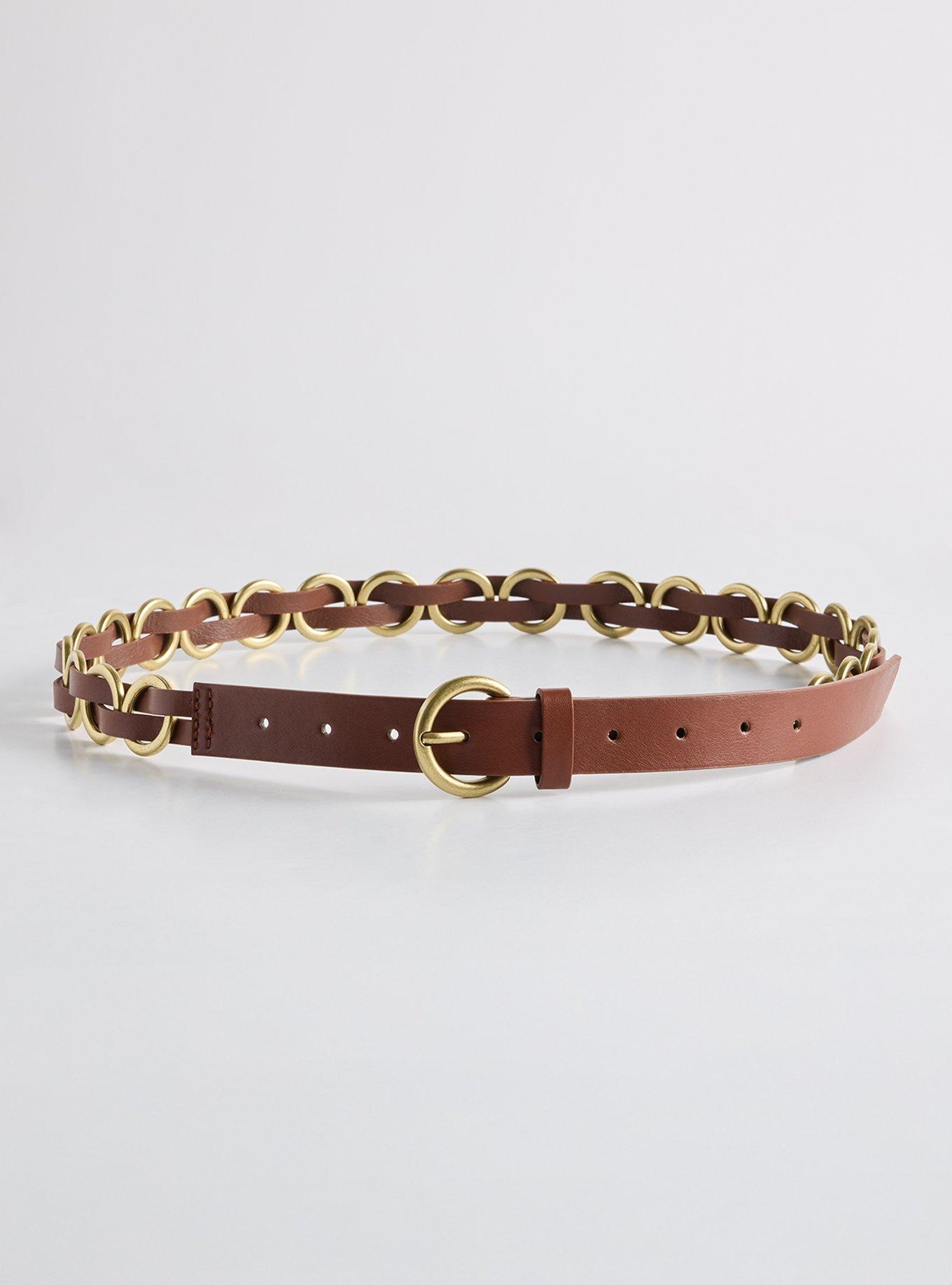 Multi-Ring Denim Belt, BROWN, alternate
