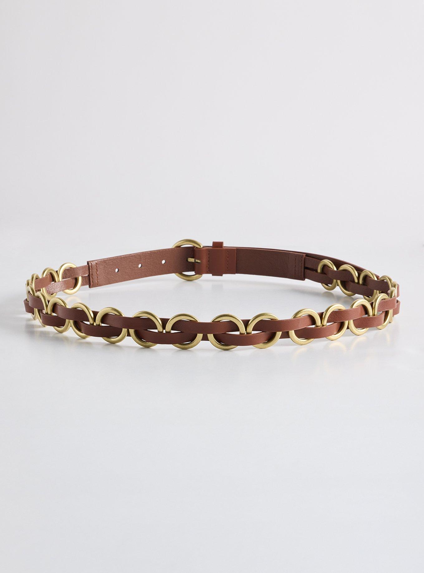 Multi-Ring Denim Belt, BROWN, alternate