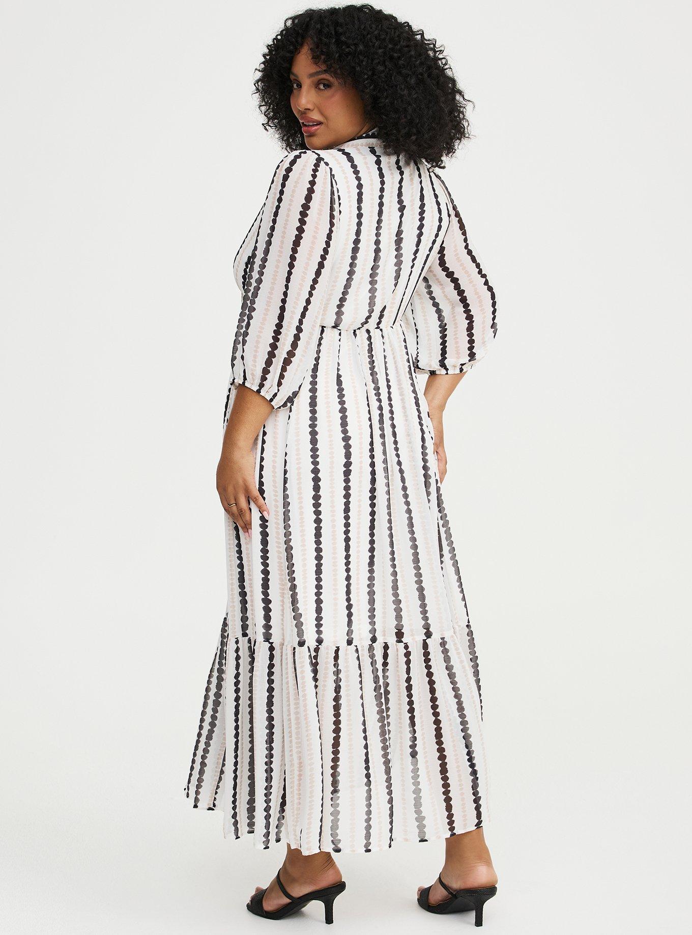 Textured Chiffon Maxi Dress, INKBLOT STRIPE WHITE, alternate