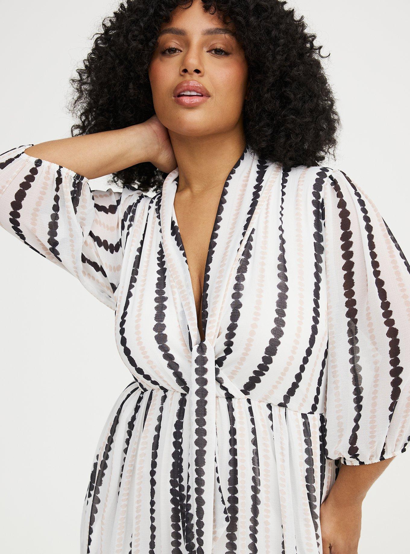 Textured Chiffon Maxi Dress, INKBLOT STRIPE WHITE, alternate