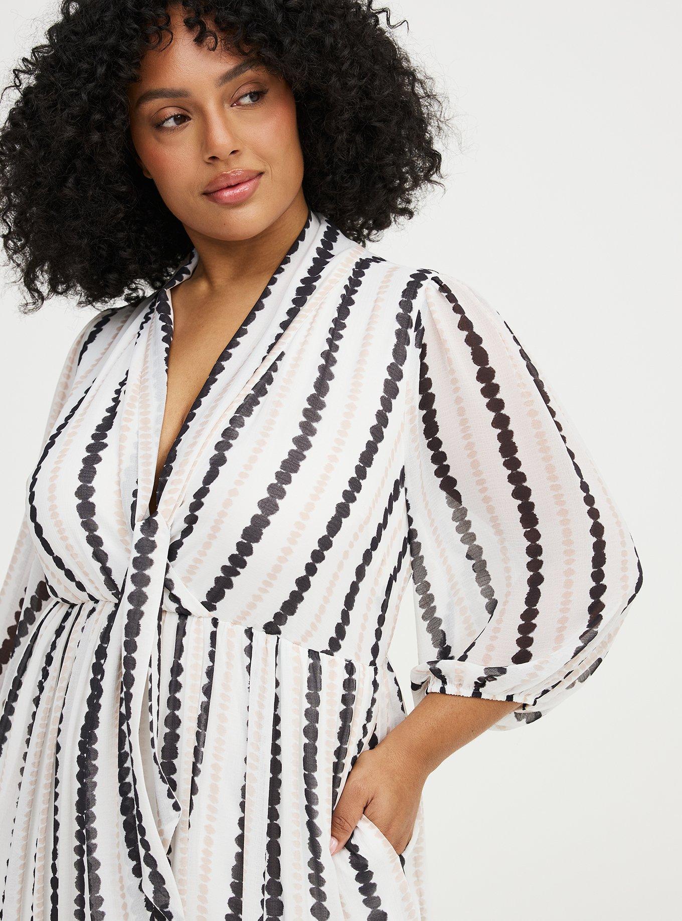 Textured Chiffon Maxi Dress, INKBLOT STRIPE WHITE, alternate