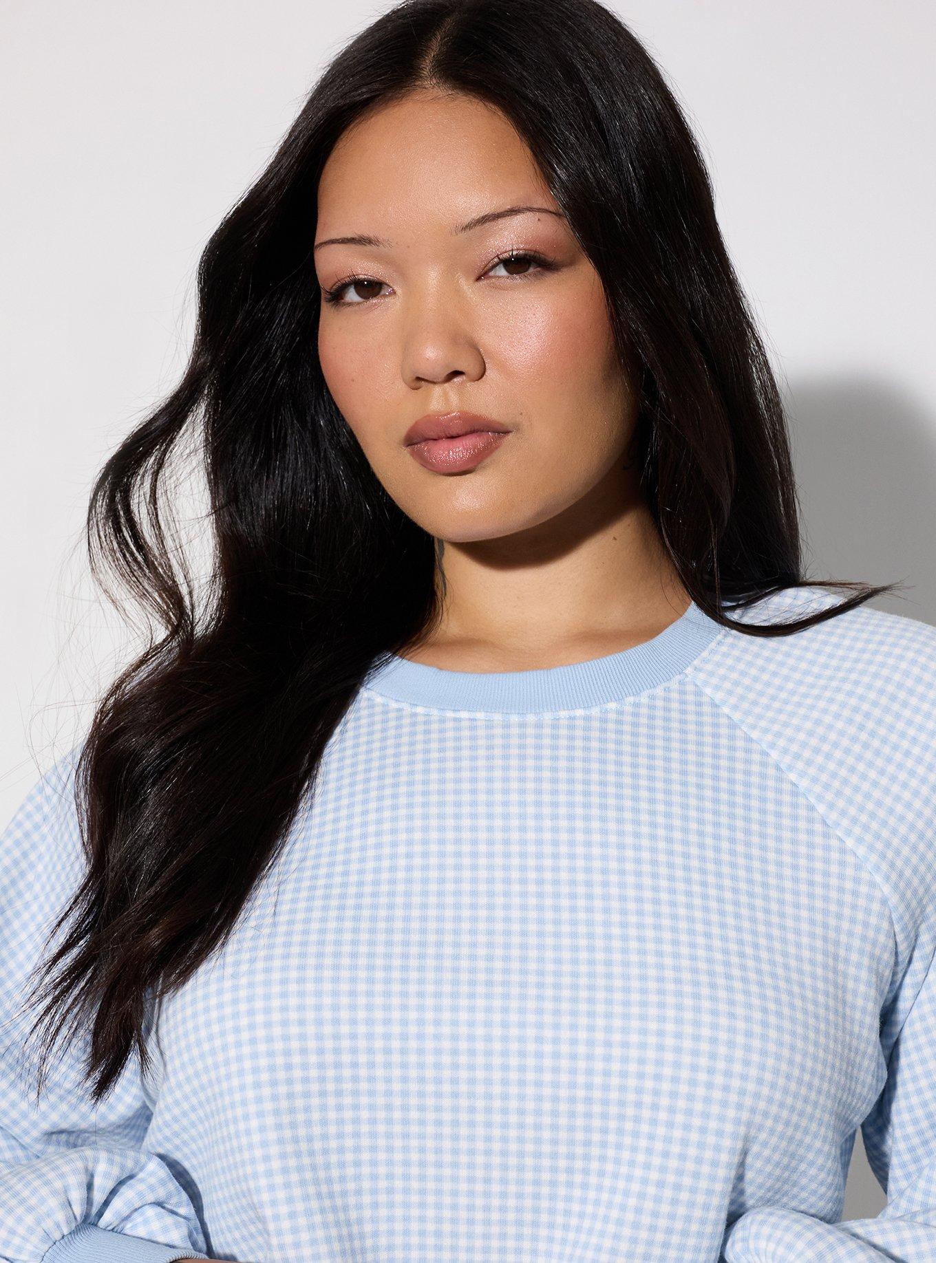 LoveSick Raglan Sweatshirt, LE PETIT GINGHAM BLUE, alternate