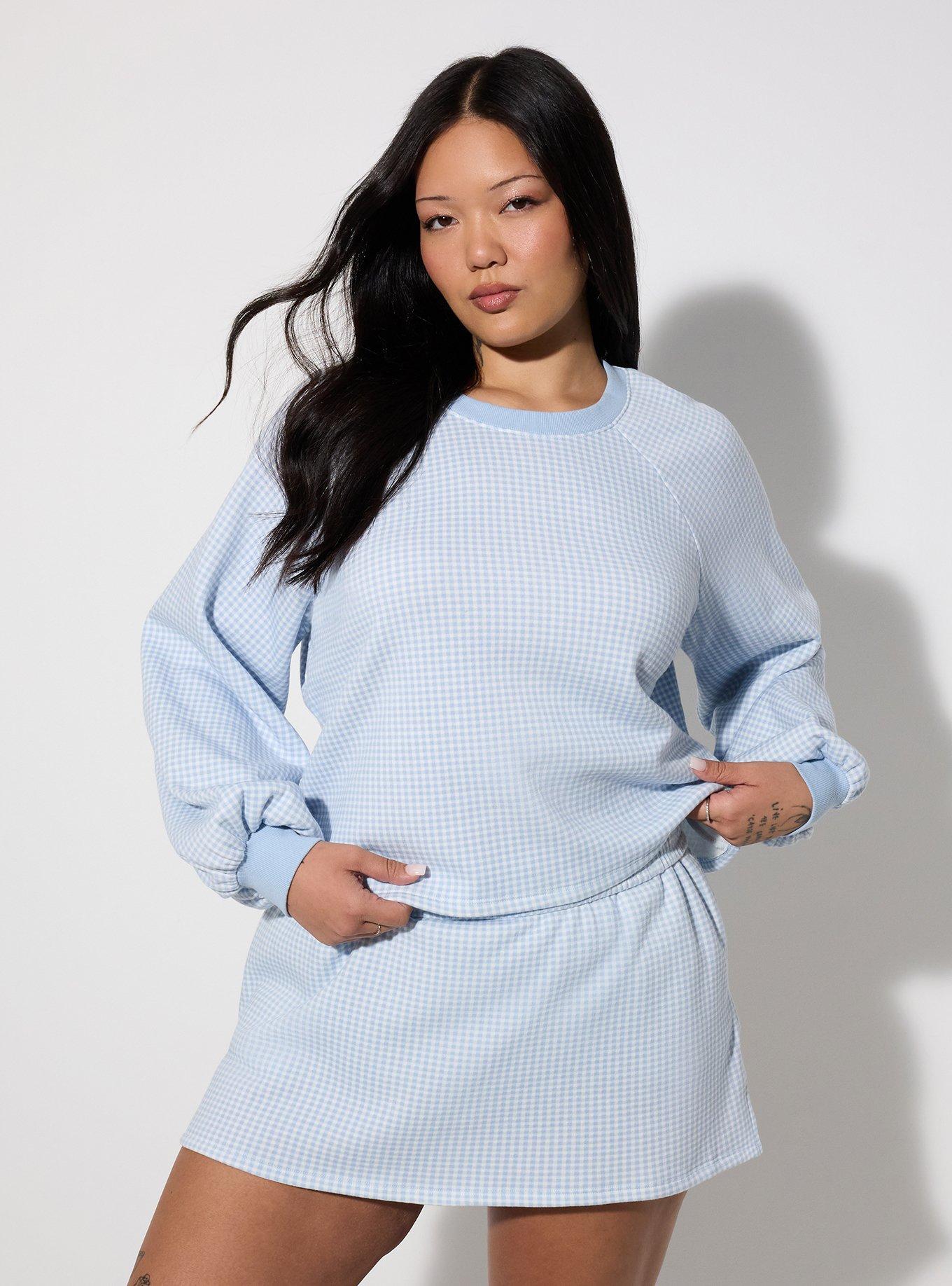 LoveSick Raglan Sweatshirt, LE PETIT GINGHAM BLUE, alternate