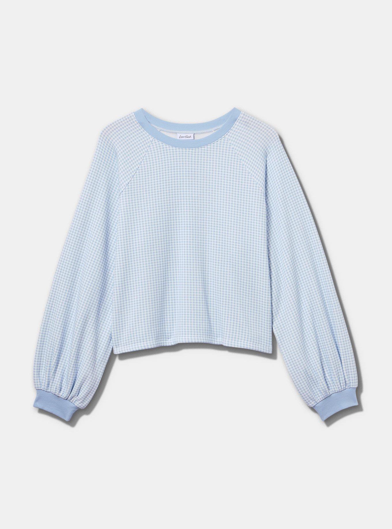 LoveSick Raglan Sweatshirt, LE PETIT GINGHAM BLUE, flat
