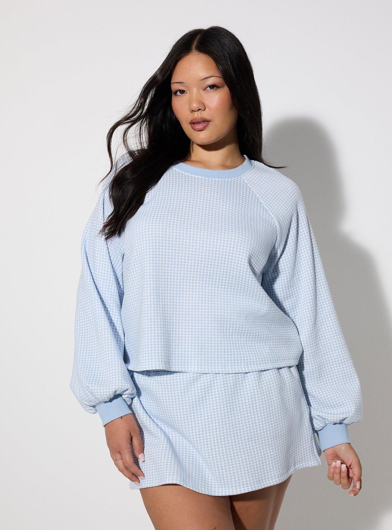 LoveSick Raglan Sweatshirt, LE PETIT GINGHAM BLUE, hi-res