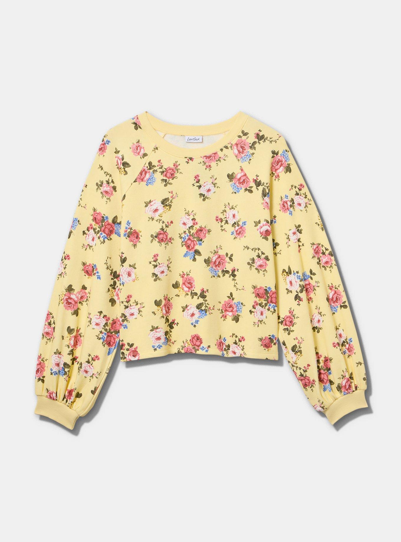 LoveSick Raglan Sweatshirt, MANSFIELD ROSE MELLOW YELLOW, flat