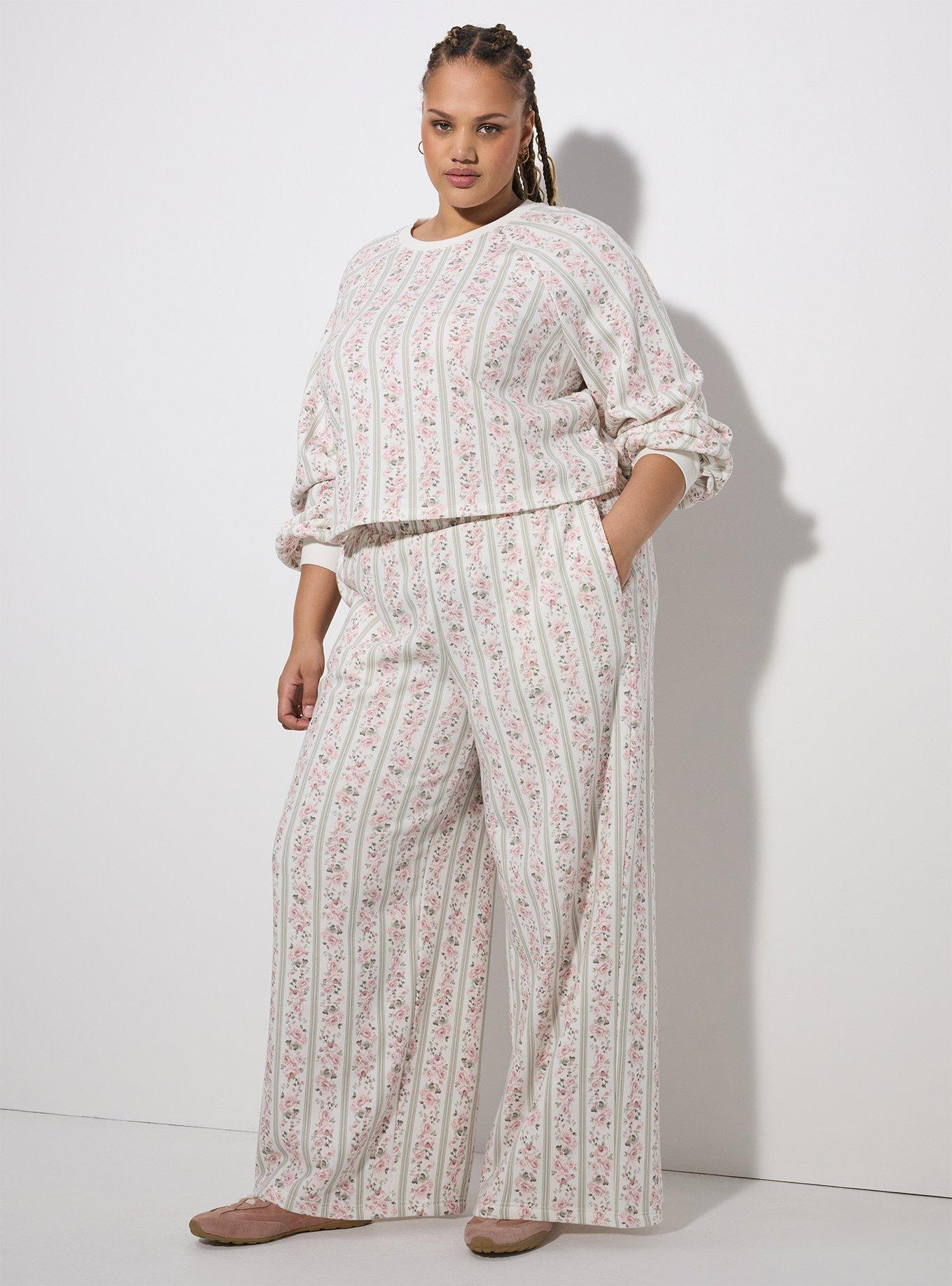 LoveSick Oversized Raglan Crew Sweatshirt, KNIGHTLY ROSE STRIPE WHITE, alternate