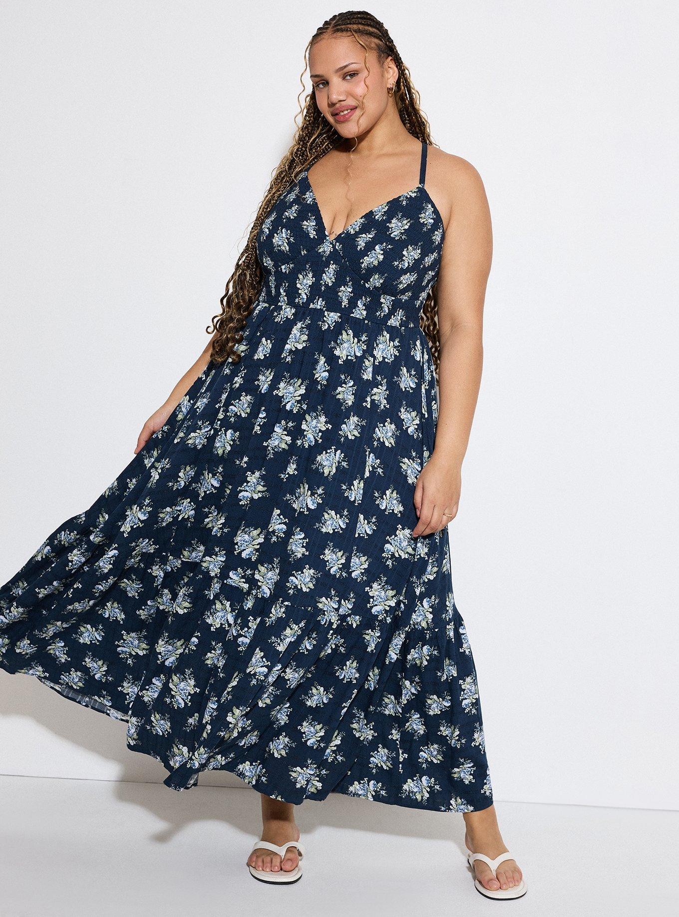 Lovesick Tiered Maxi Dress, LIGHT FLORALS NAVY, hi-res