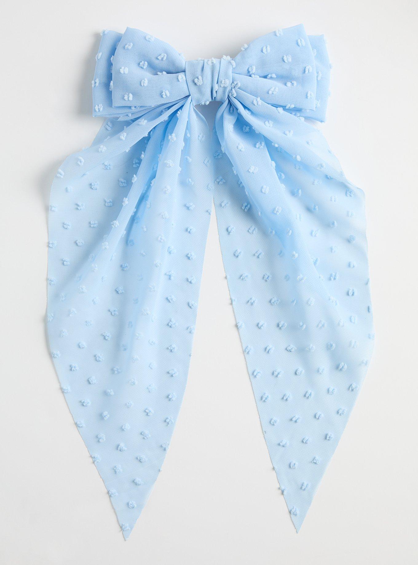 Oversized Bow Barette, BLUE, hi-res