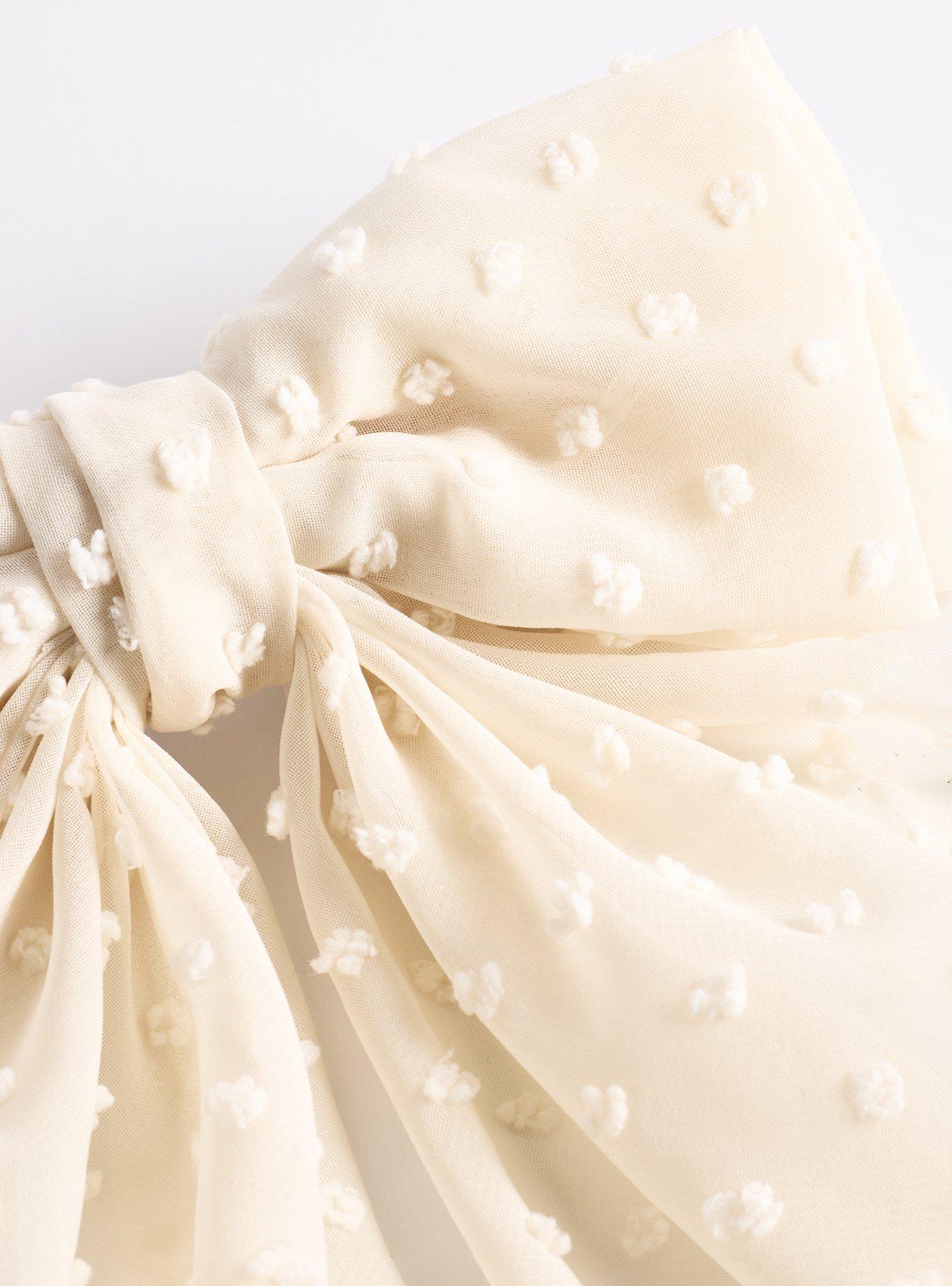Oversized Bow Barette, IVORY, alternate