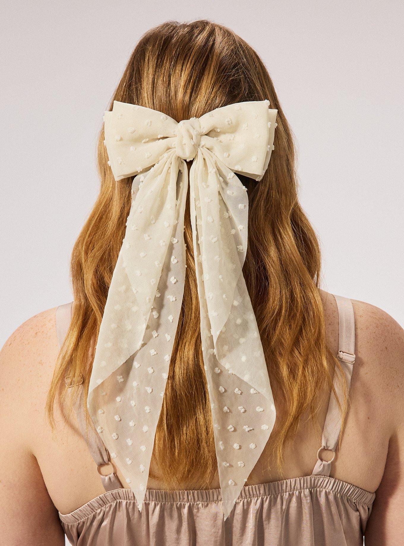 Oversized Bow Barette, IVORY, alternate