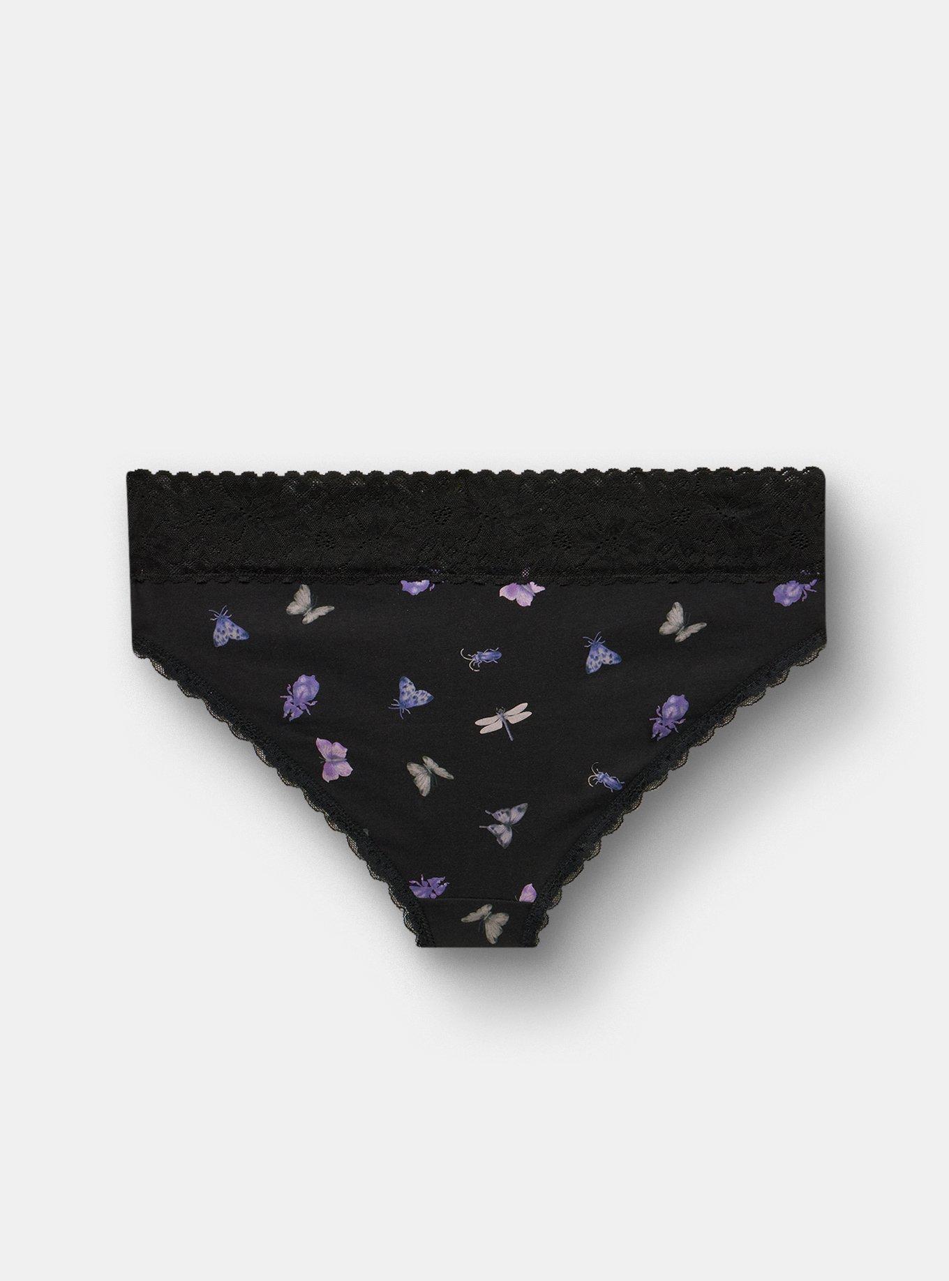 Cotton Mid-Rice Lace Trim Cheeky Panty, LITTLE INSECTS BLACK, alternate