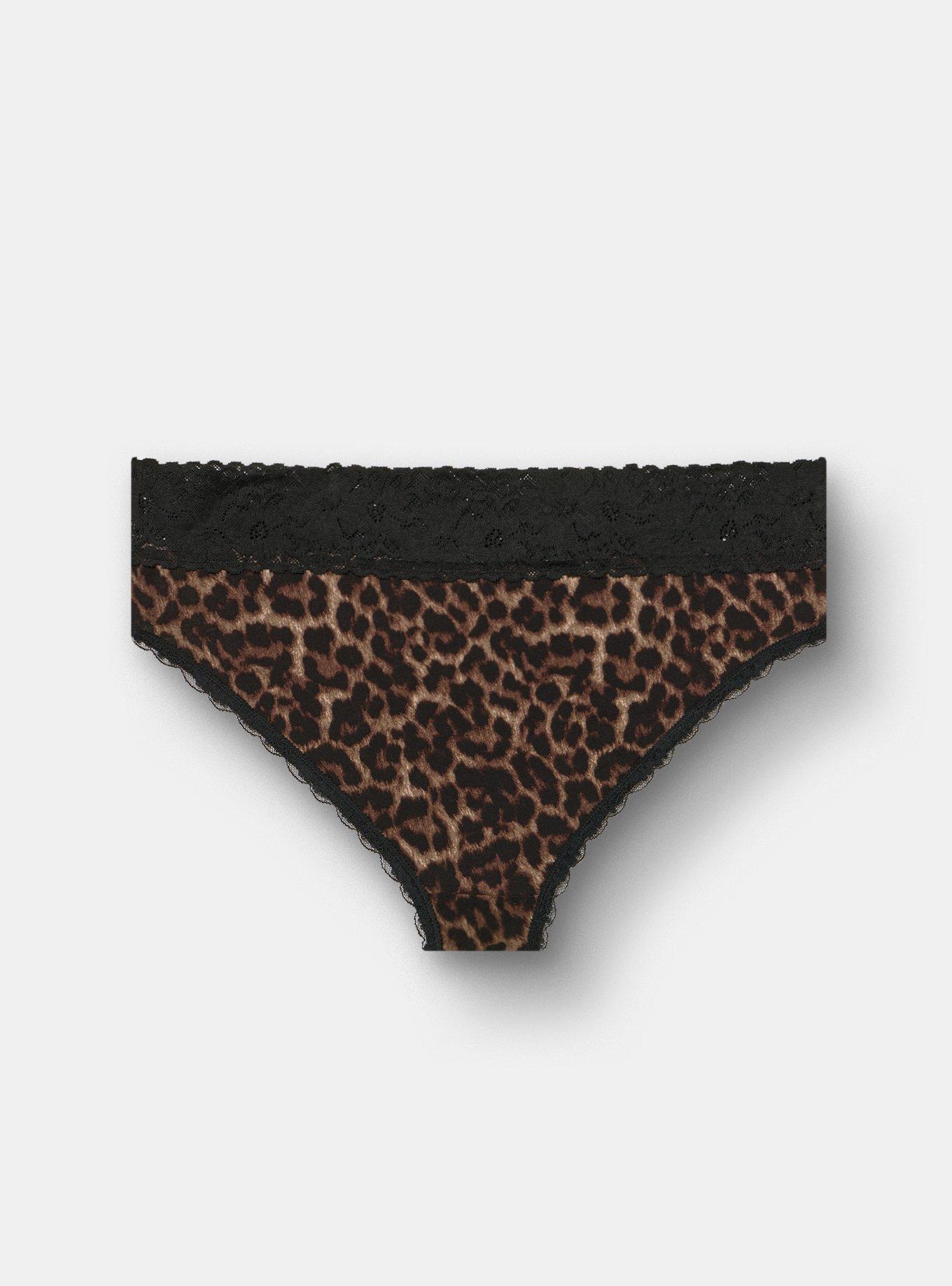 Cotton Mid-Rise Cheeky Lace Trim Panty, ON THE PROWL LEOPARD BROWN, alternate