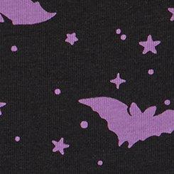 Cotton Mid-Rise Cheeky Lace Trim Panty, MOON BATS PURPLE RICH BLACK, swatch