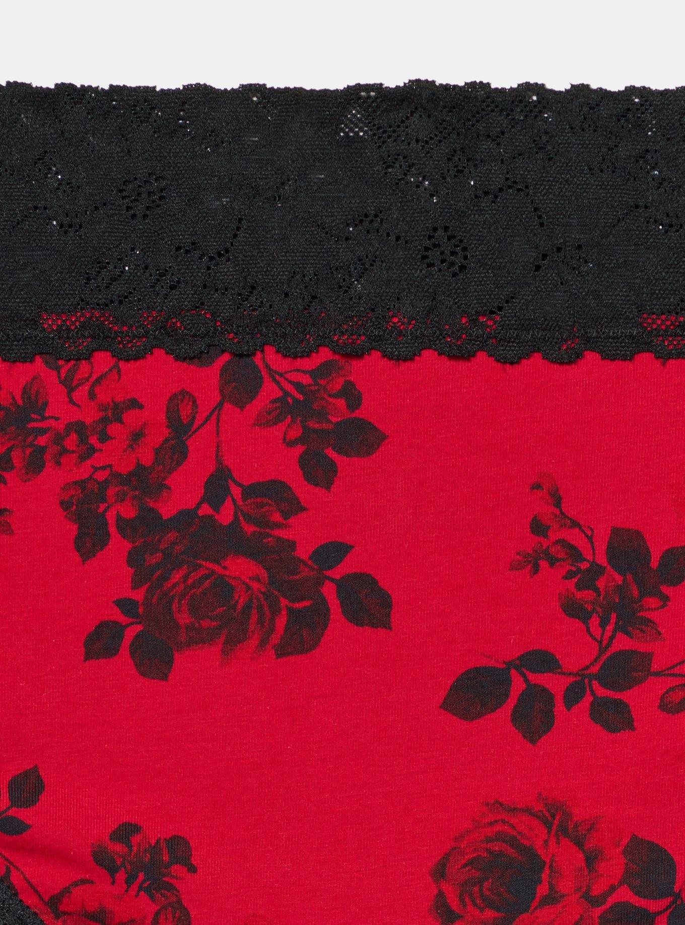 Cotton Mid-Rise Cheeky Lace Trim Panty, ROSETTA FLORAL RED, alternate