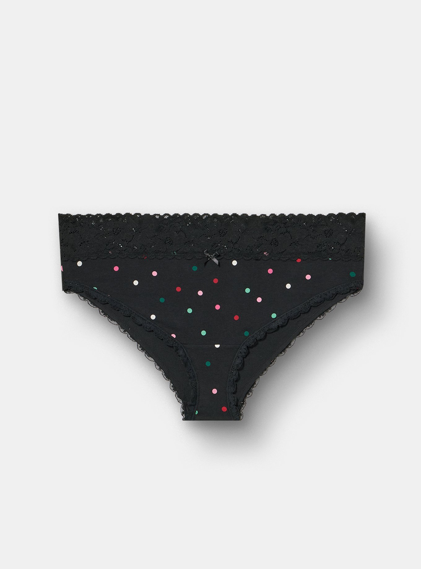 Cotton Mid-Rise Cheeky Lace Trim Panty, SWEETHEART DOT MULTI, hi-res