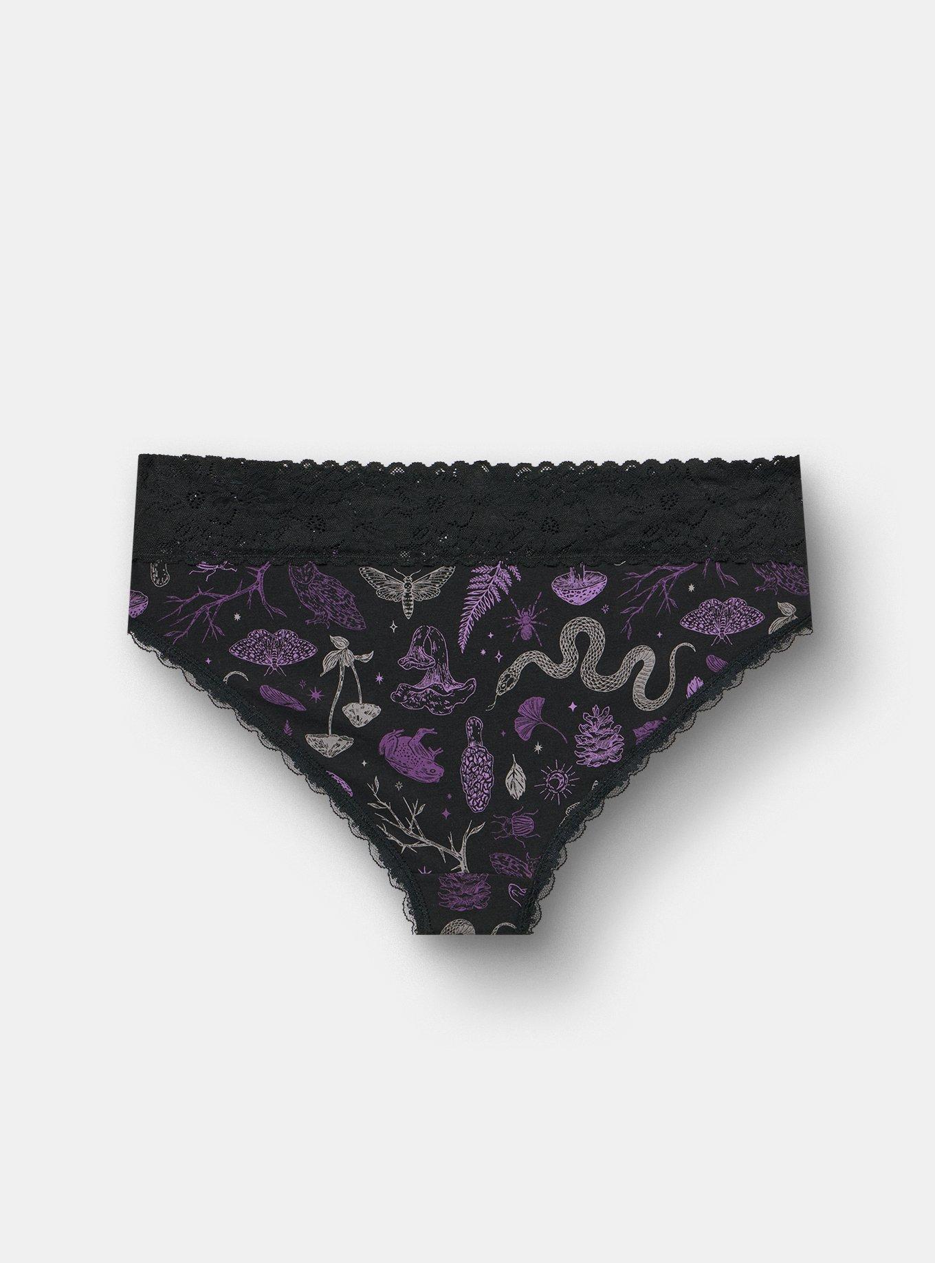 Cotton Mid-Rise Cheeky Lace Trim Panty, INTO THE WOODS MULTI, alternate