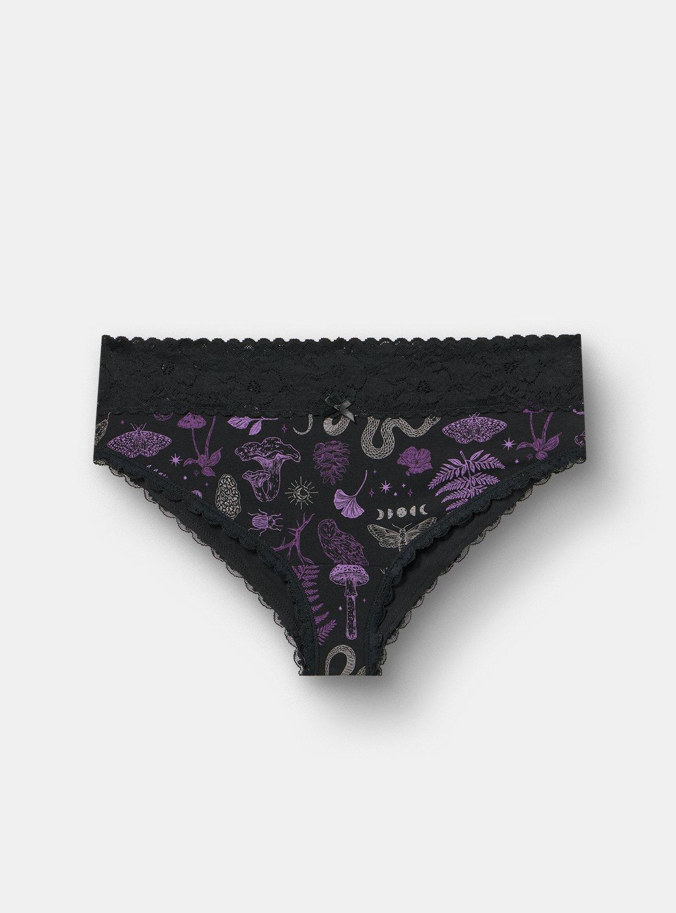 Cotton Mid-Rise Cheeky Lace Trim Panty, INTO THE WOODS MULTI, hi-res