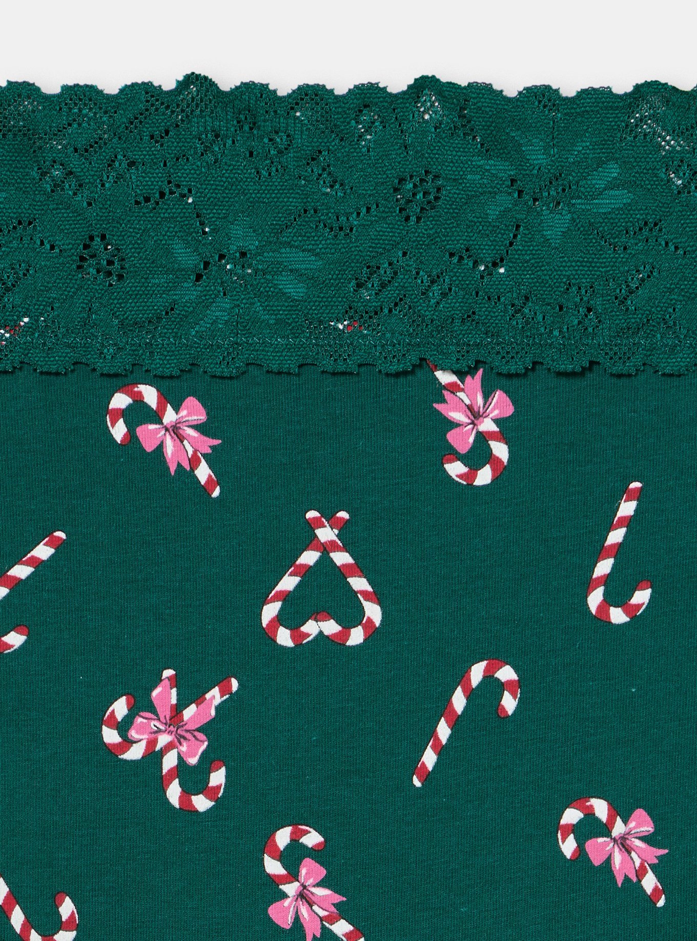 Cotton Mid-Rise Cheeky Lace Trim Panty, CANDY CANE LANE GREEN, alternate