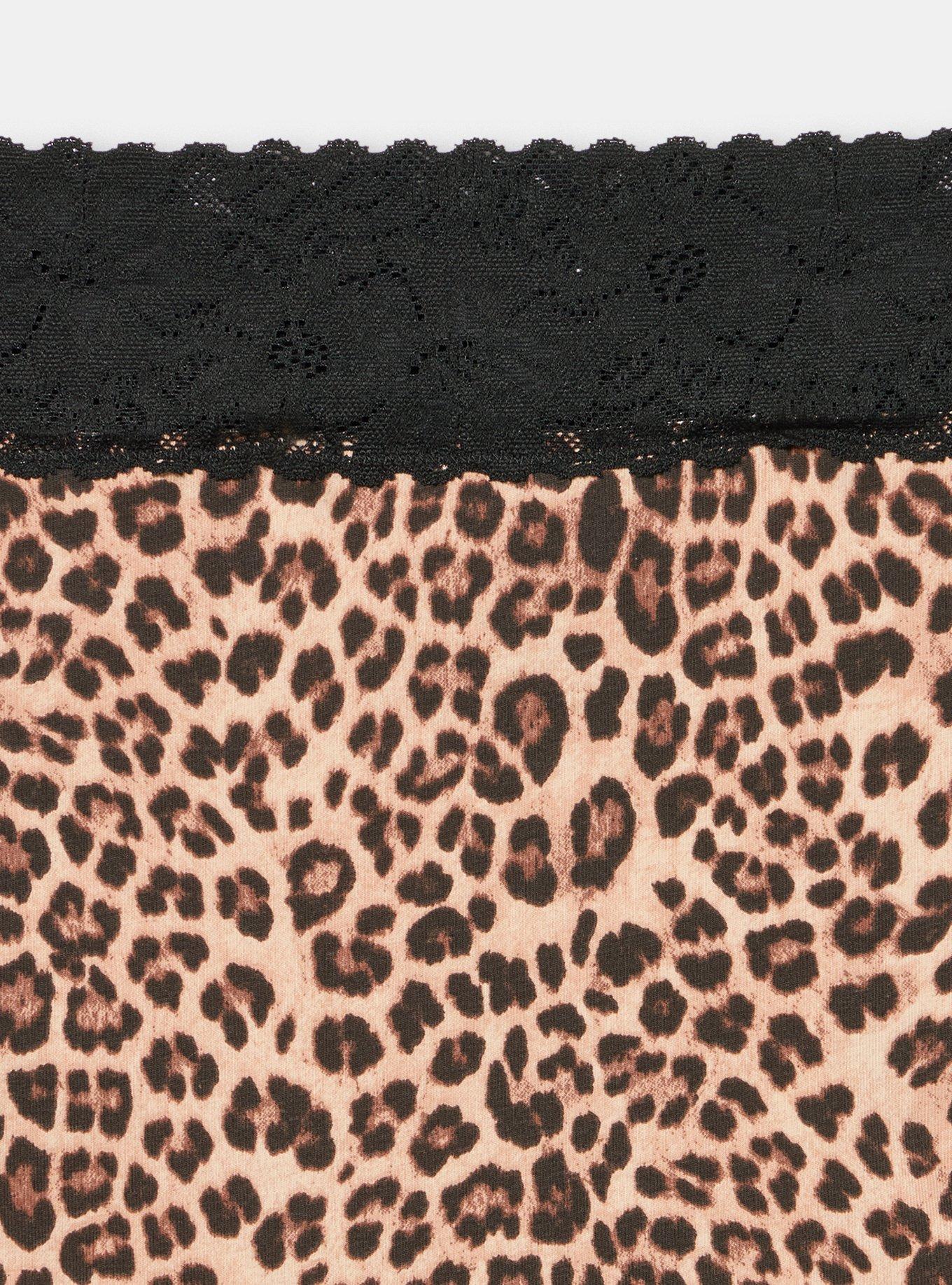 Cotton Mid-Rise Lace Trim Brief Panty, FIFTIES LEOPARD NEUTRAL, alternate