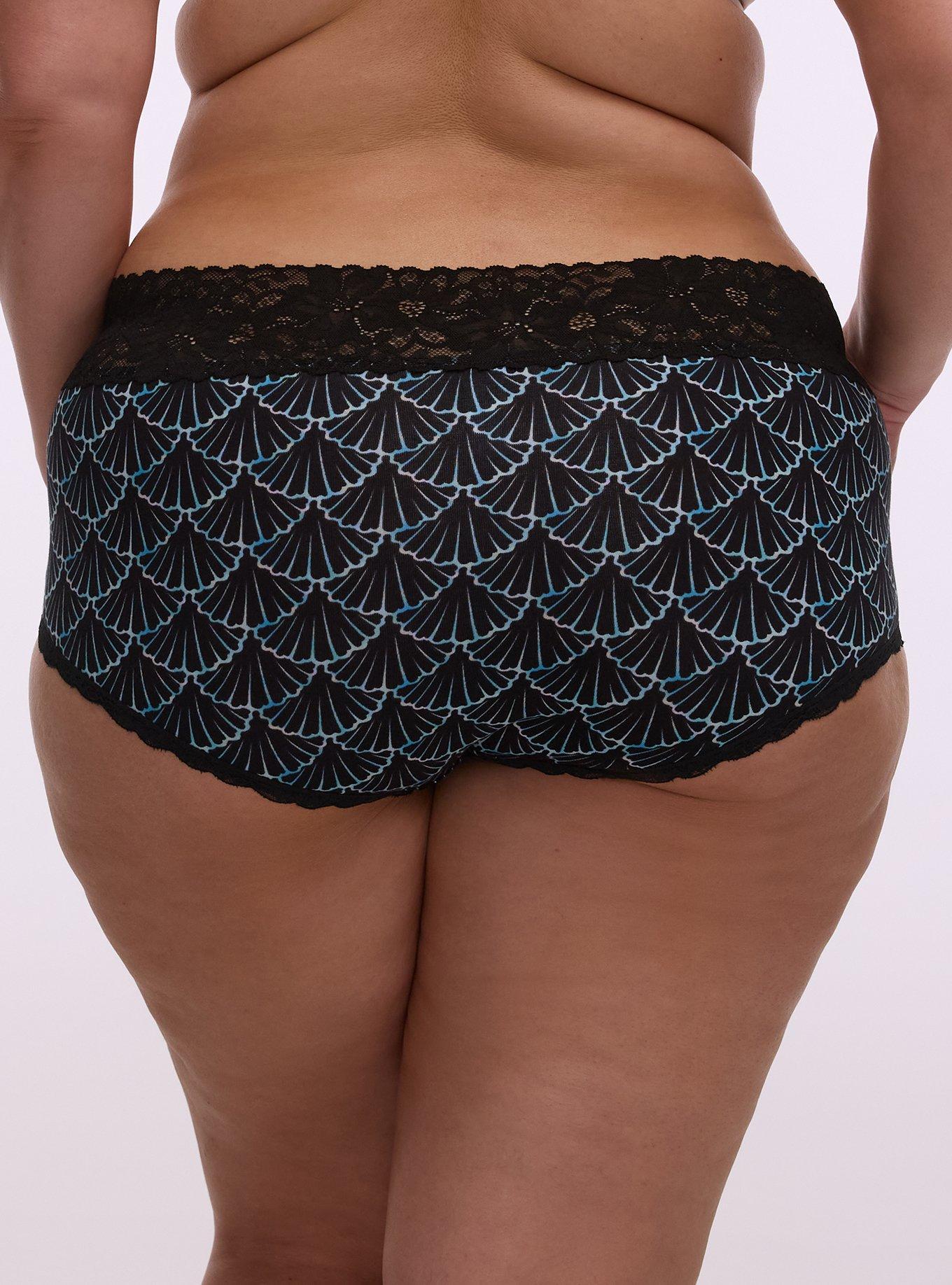 Cotton Mid-Rise Lace Trim Brief Panty, SHELL SCALES BLUE, alternate