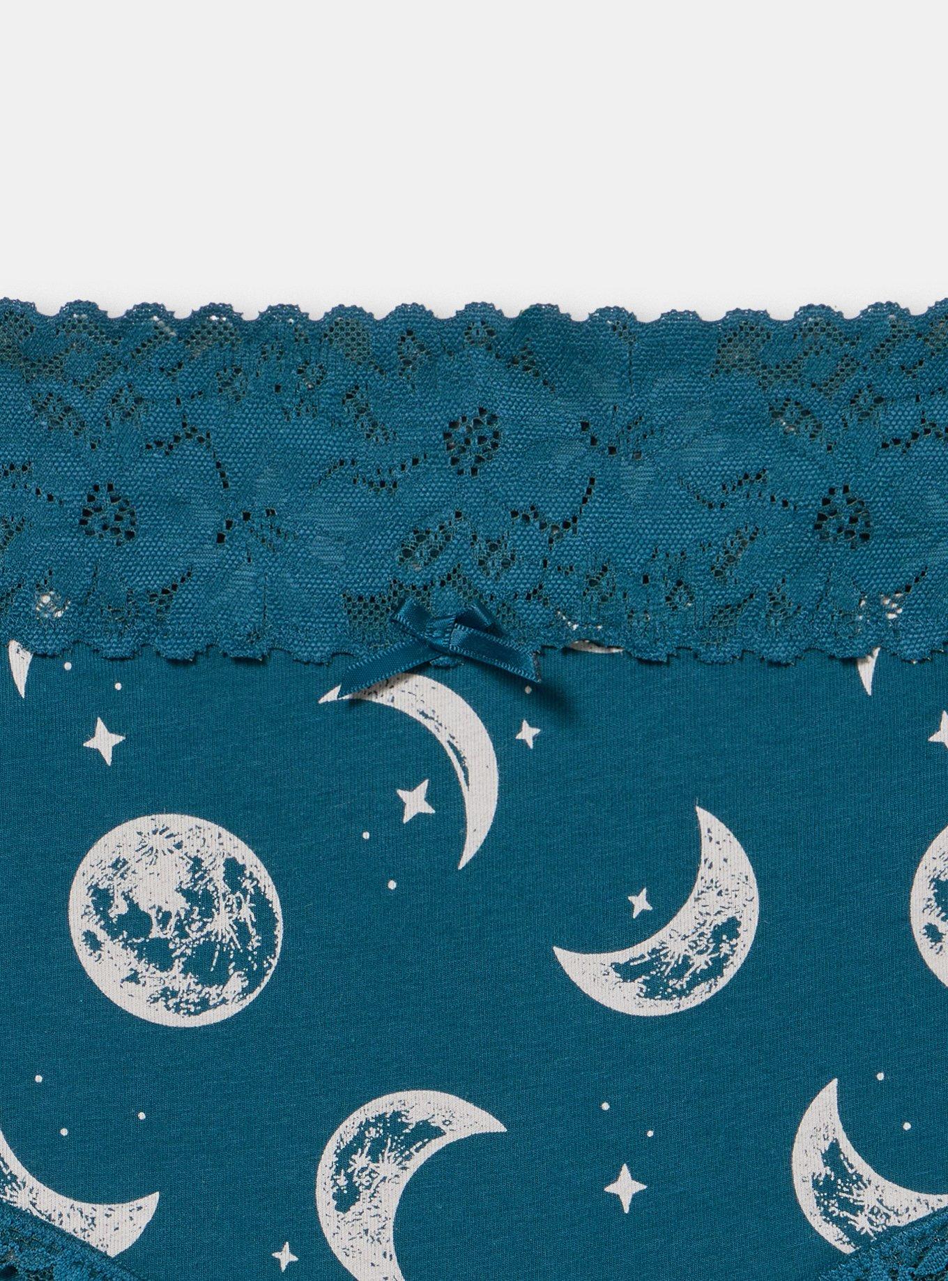 Cotton Mid-Rise Lace Trim Brief Panty, LUNA MOON TEAL, alternate