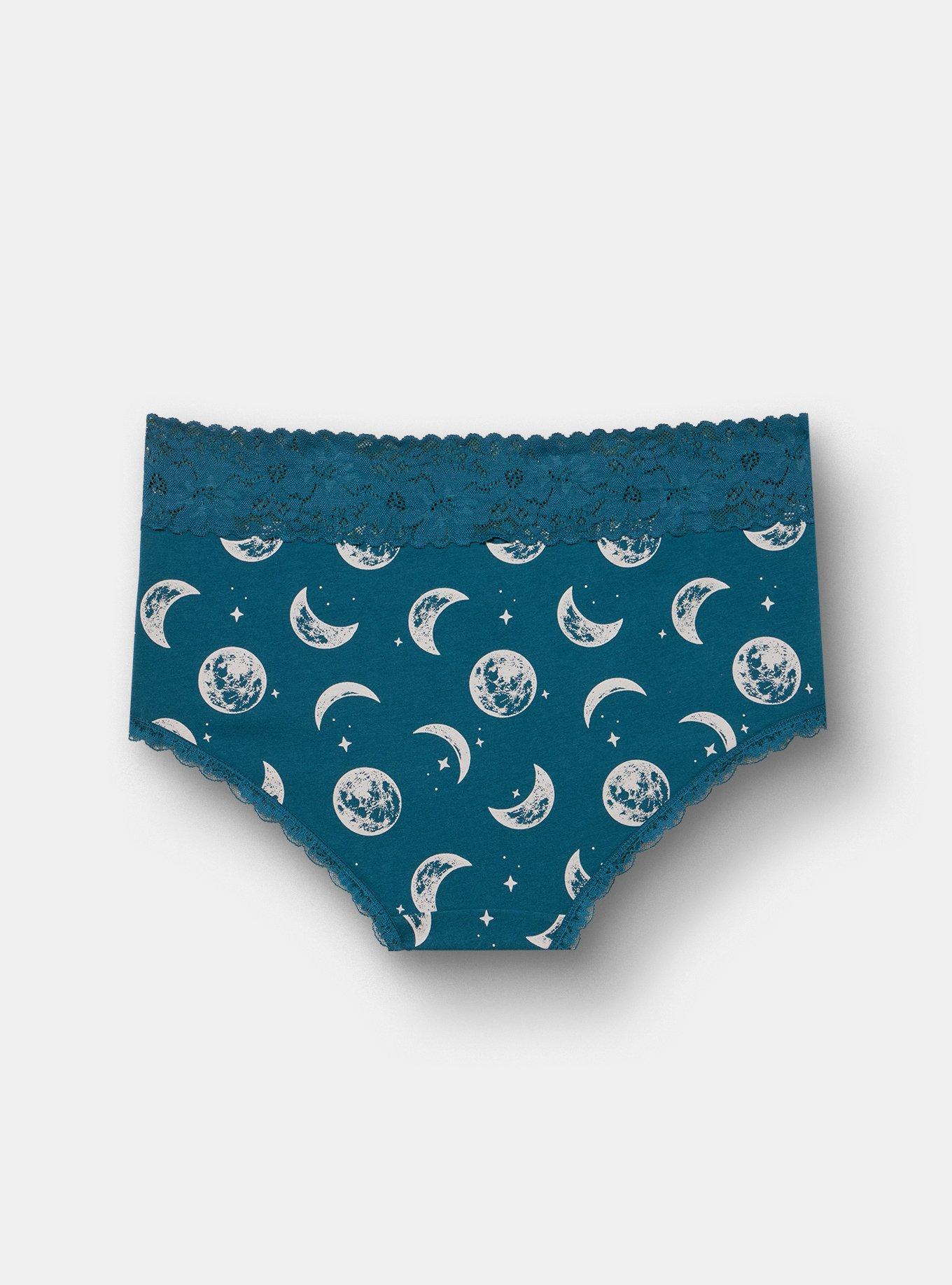 Cotton Mid-Rise Lace Trim Brief Panty, LUNA MOON TEAL, alternate