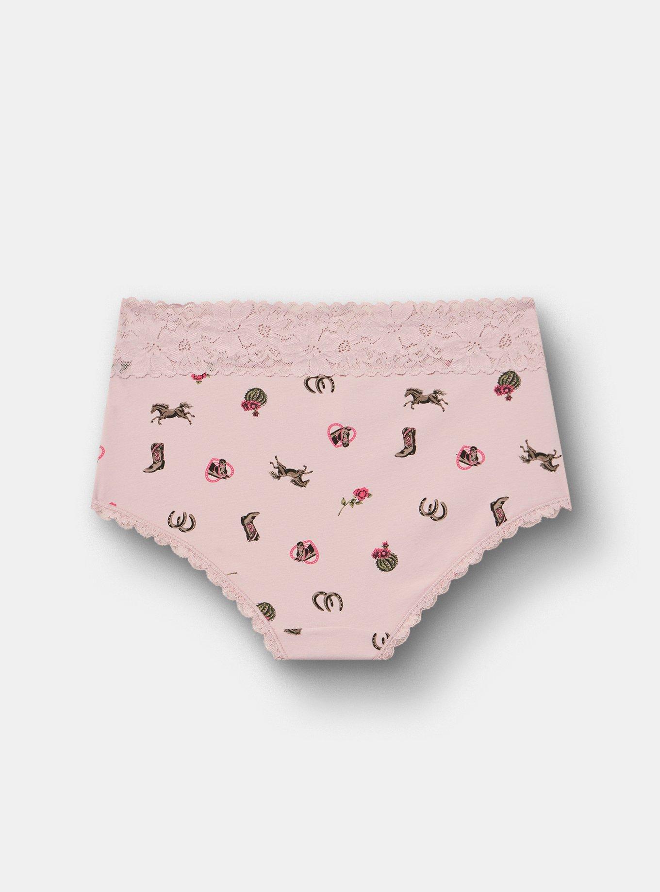 Cotton Mid-Rise Lace Trim Brief Panty, FRONTIER STRIPE LILAC, alternate