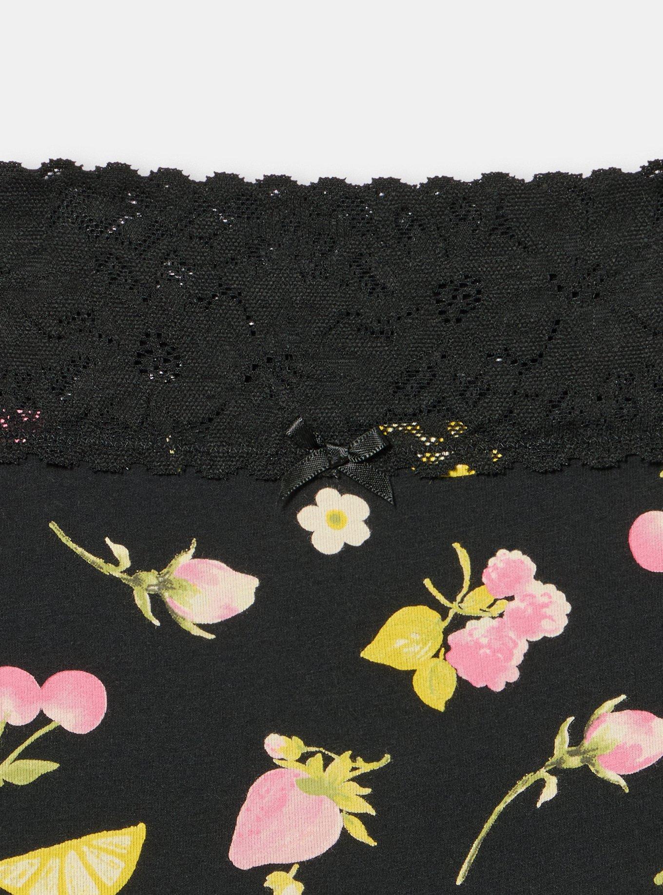 Cotton Mid-Rise Lace Trim Brief Panty, BOP CONVERSATIONAL BLACK, alternate