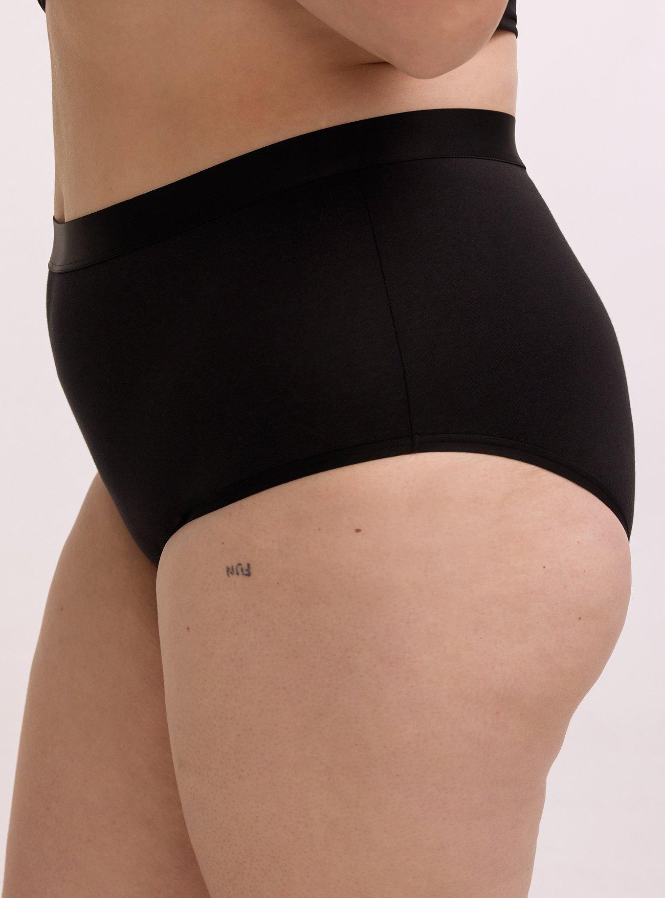 Cotton Mid-Rise Brief Panty, RICH BLACK, alternate