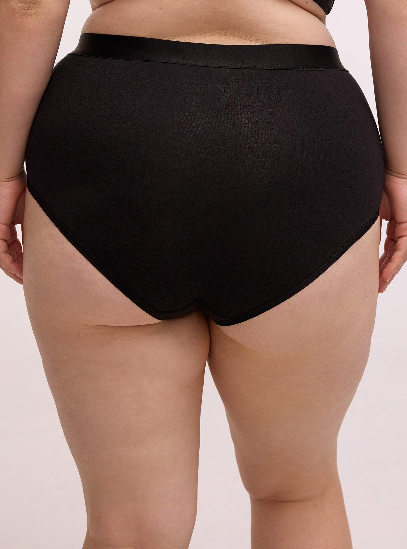 Cotton Mid-Rise Brief Panty, RICH BLACK, alternate