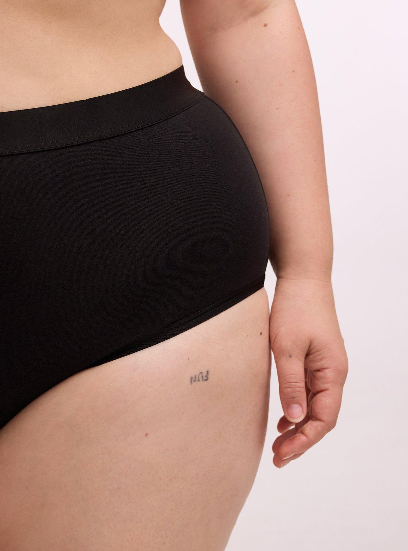 Cotton Mid-Rise Brief Panty, RICH BLACK, alternate
