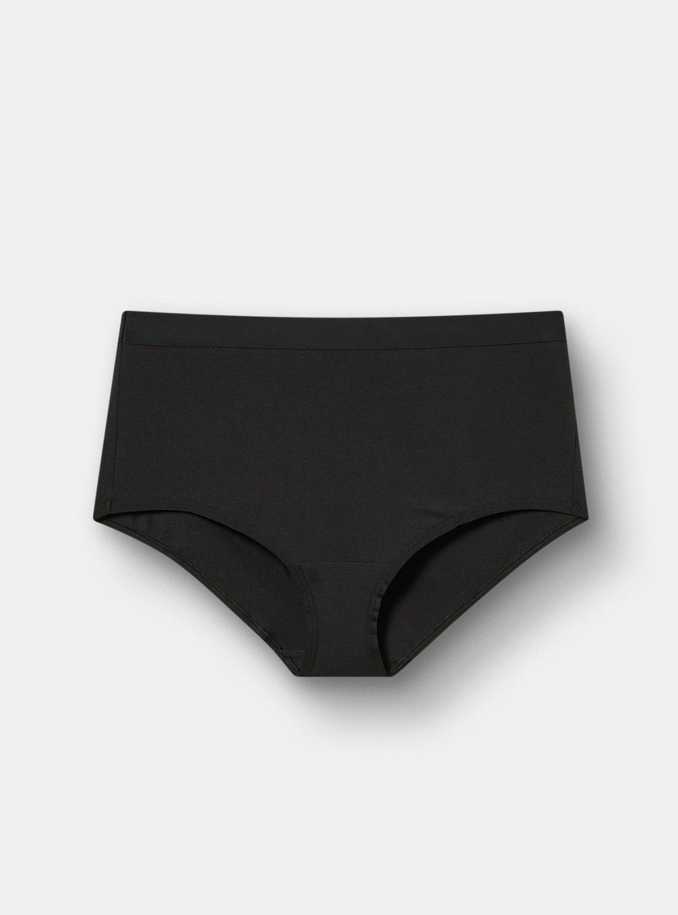 Cotton Mid-Rise Brief Panty, RICH BLACK, flat