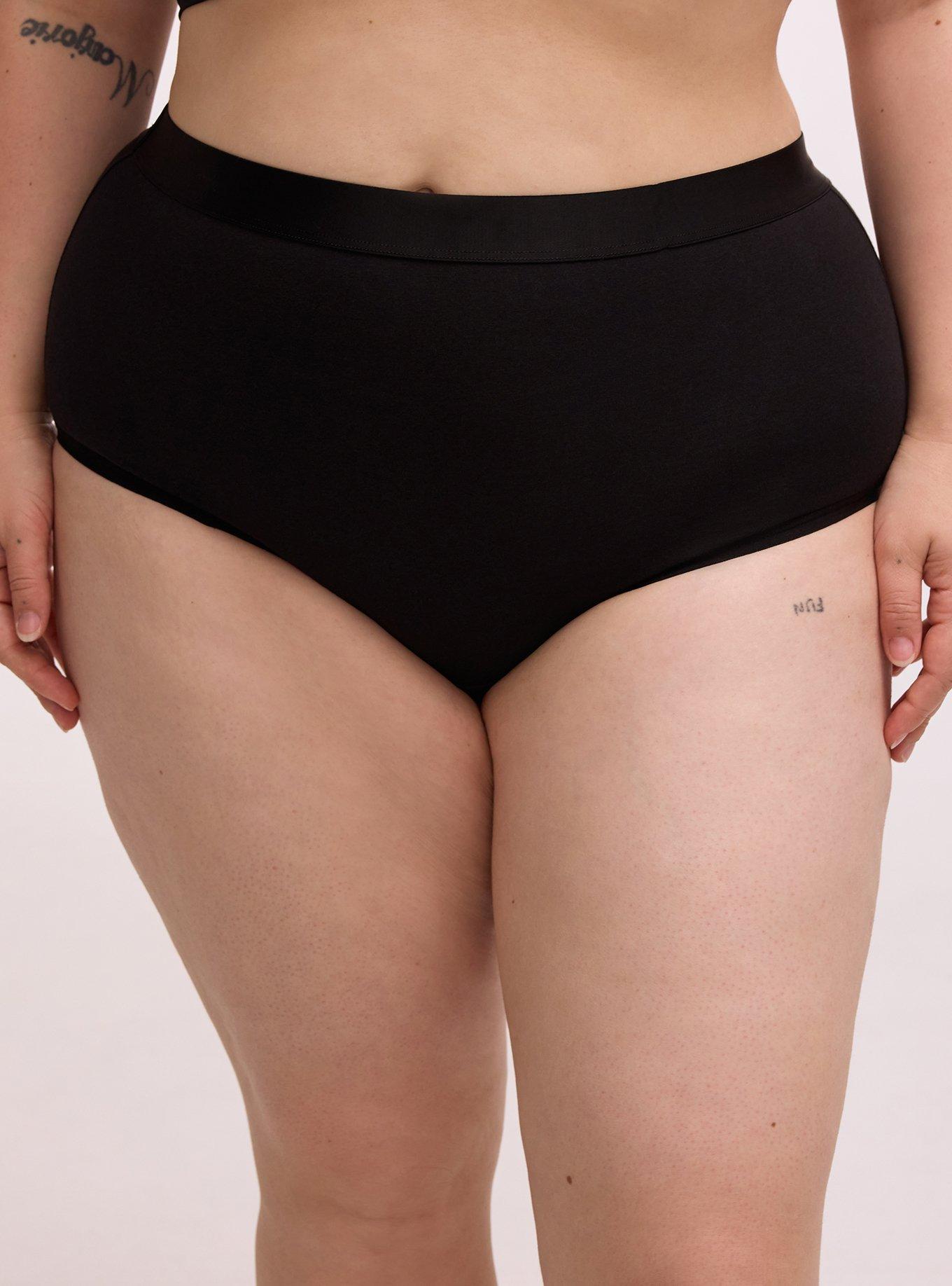 Cotton Mid-Rise Brief Panty, RICH BLACK, hi-res