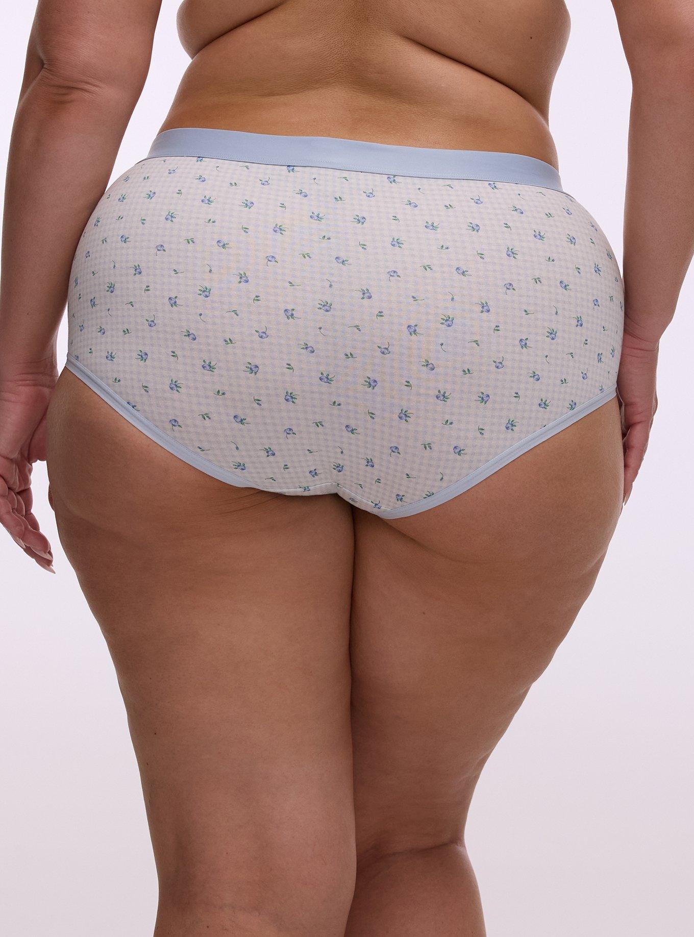 Cotton Mid-Rise Brief Panty, MINI ROSES FLORAL BLUE, alternate