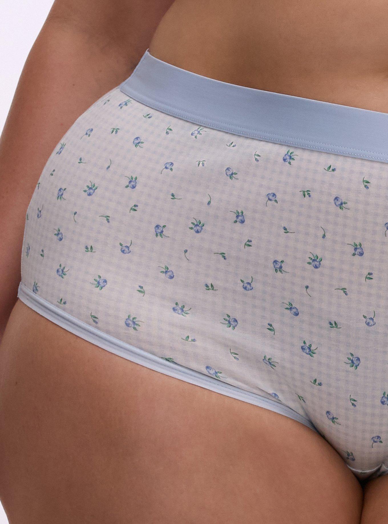 Cotton Mid-Rise Brief Panty, MINI ROSES FLORAL BLUE, alternate