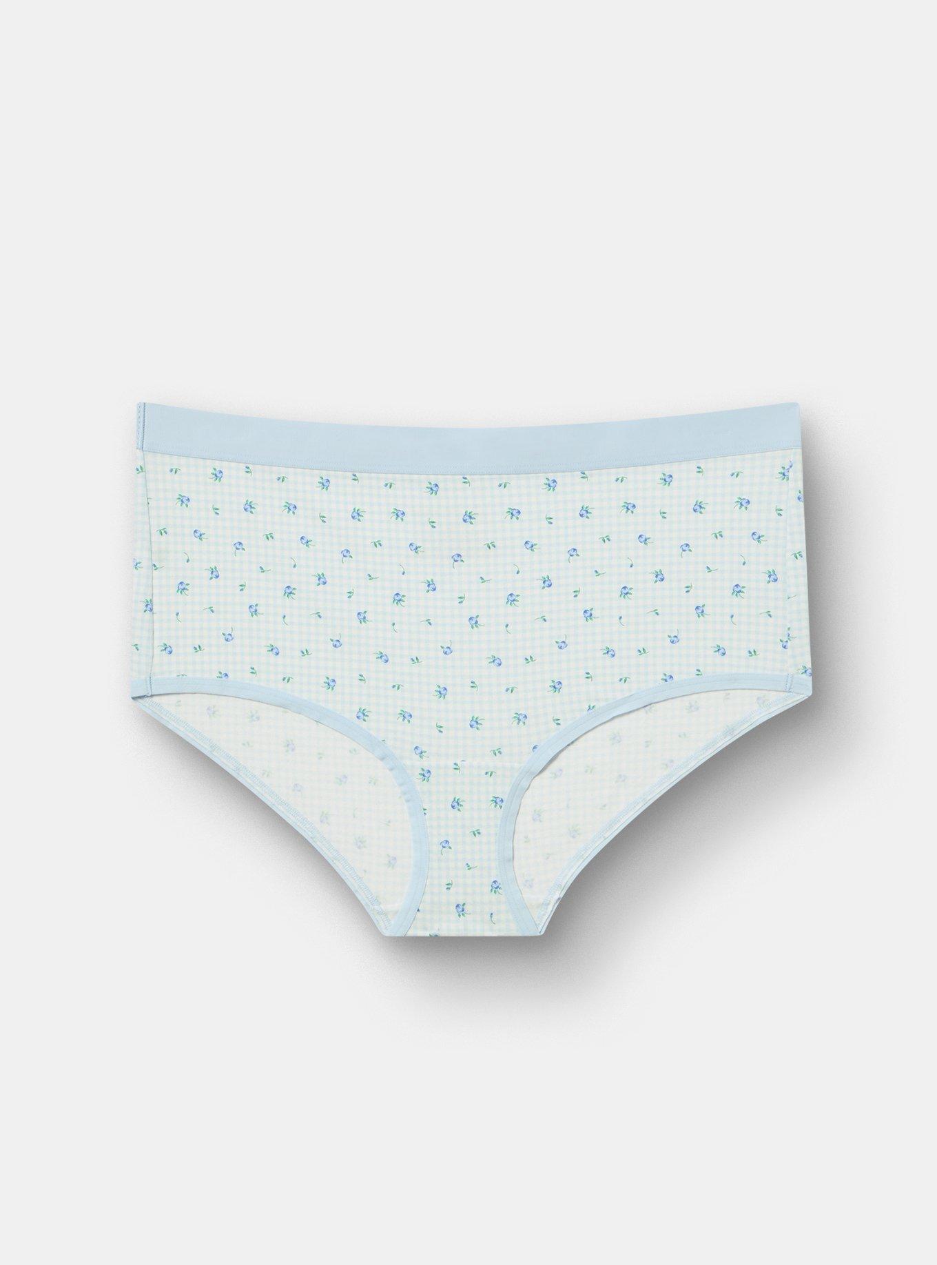 Cotton Mid-Rise Brief Panty, MINI ROSES FLORAL BLUE, hi-res